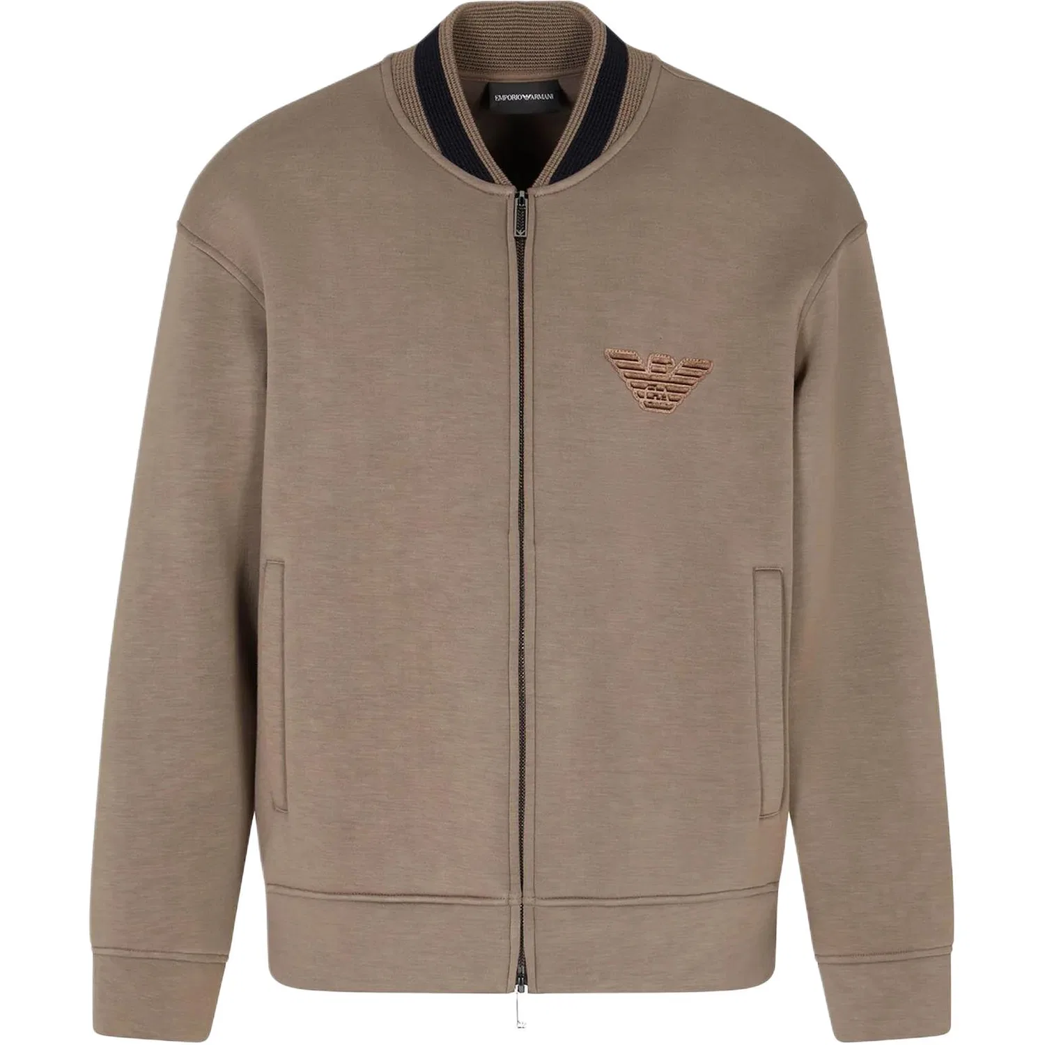 Мужской джерси-свитшот на молнии с патчем Emporio Armani, Brown