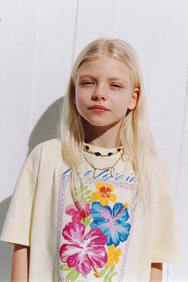 Детская футболка для девочек с принтом Summer Flowers, The Champ Clothing, Light Yellow