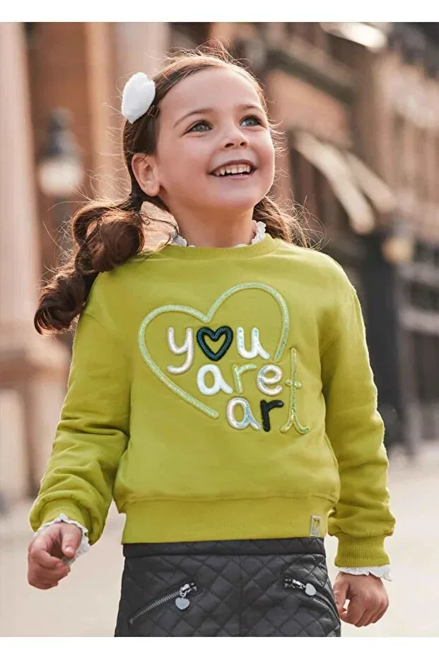 Детские свитшот для девочек с принтом Winter girls' sweatshirt Mayoral, Green