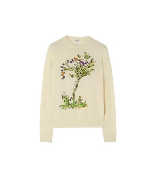 Мужской шерстяной свитер с принтом Brave Little Tree Burberry, Ecru Beige — фото 3