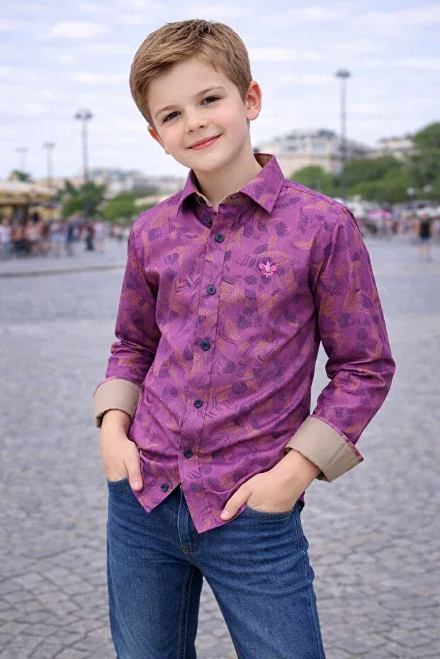 Детская рубашка для мальчиков с цветочным принтом Louis Kids, Pink