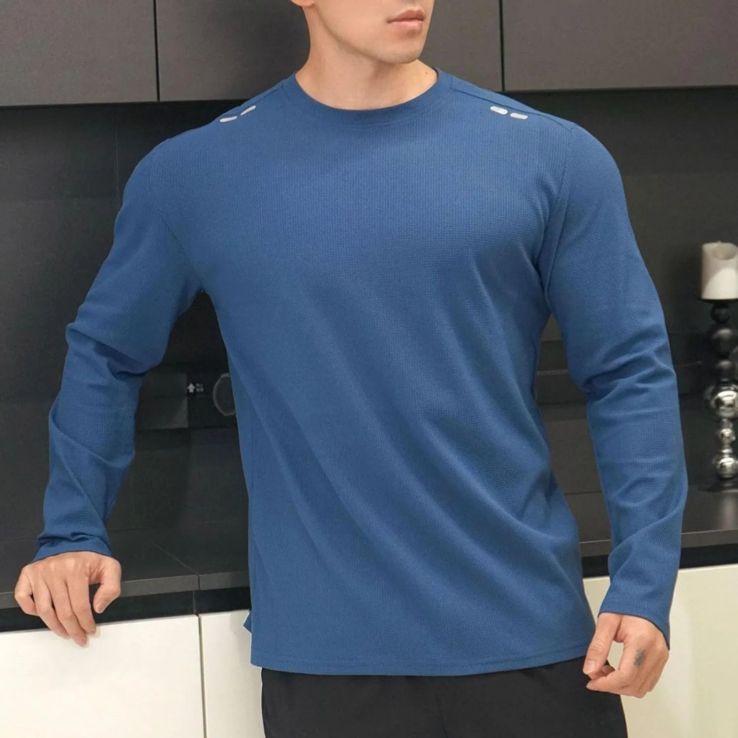 Мужская быстросохнущая футболка с длинным рукавом Crewneck, Dark Blue — фото 2