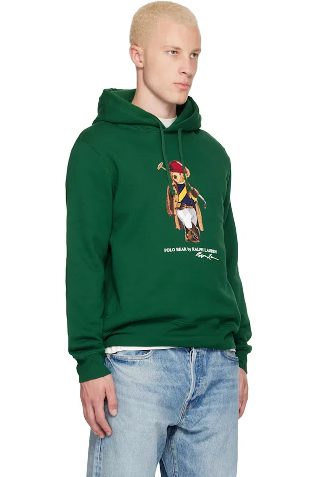 Зеленая толстовка-поло с изображением медведя из флиса Polo Ralph Lauren — фото 2