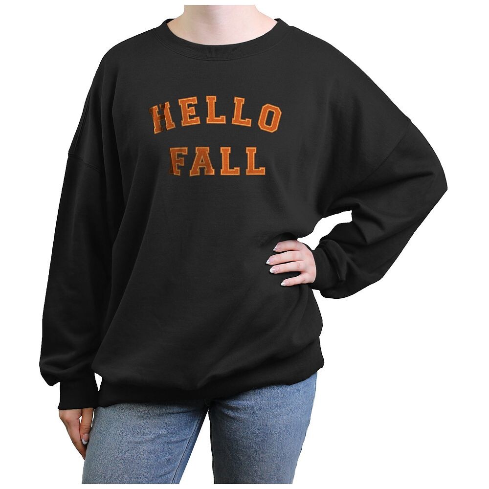 

Объемный пуловер с графическим рисунком Hello Fall для юниоров, черный