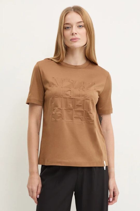 

Хлопковая футболка Max Mara Leisure, коричневый