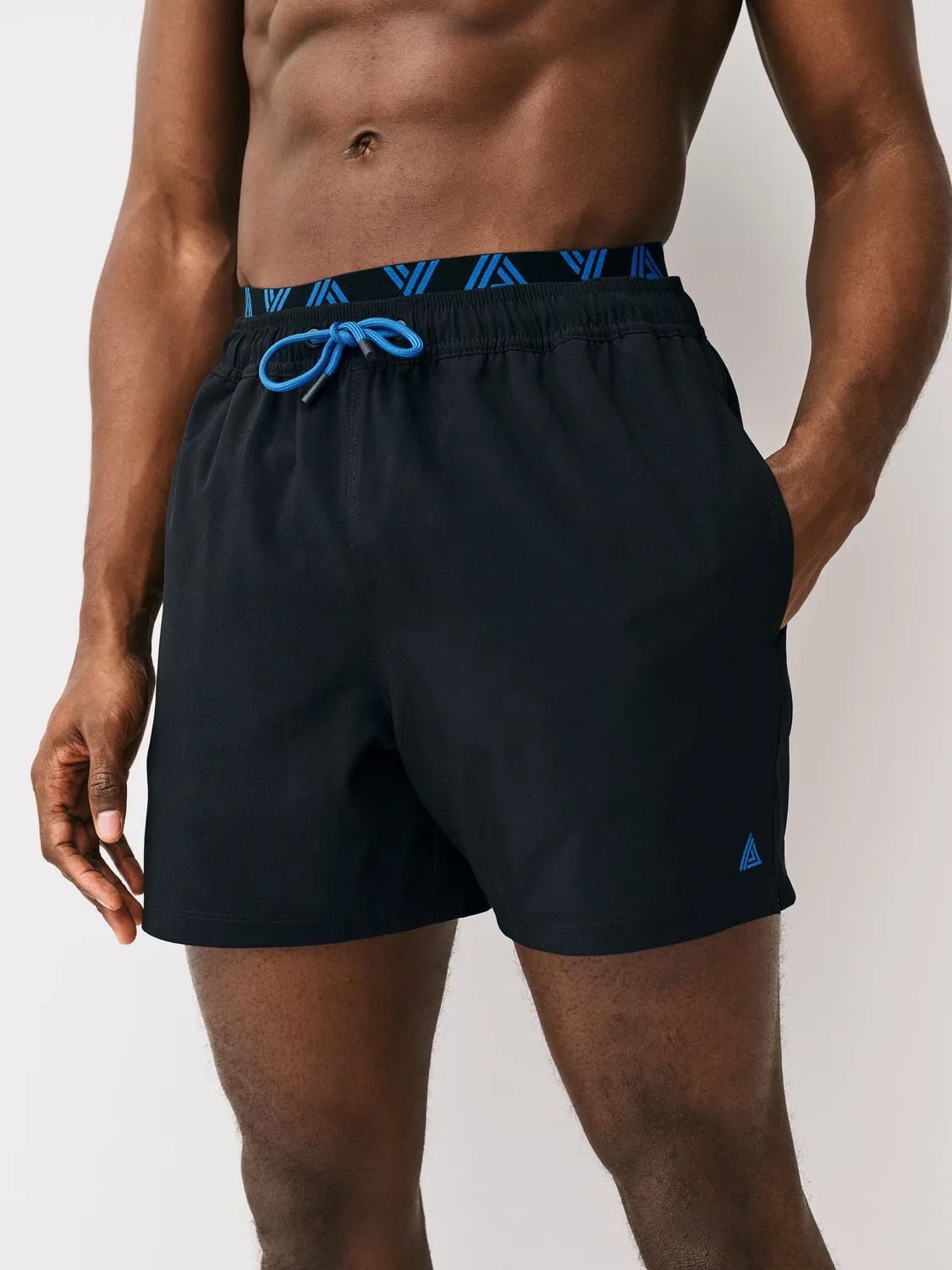 Шорты для плавания с двойным поясом, Mock Waistband Next, синий/черный
