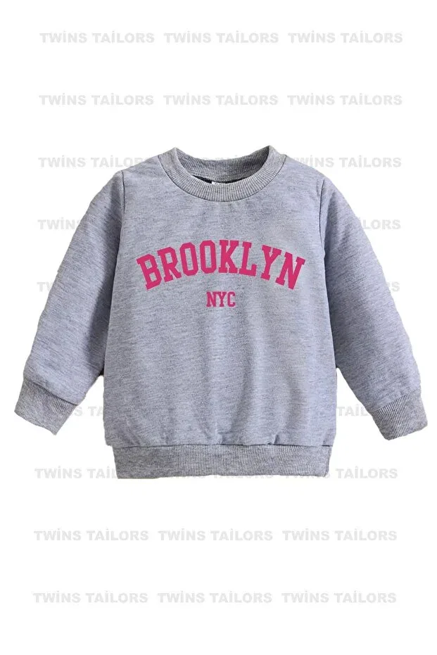 Детские свитшот для девочек с принтом Cherry Printed Black-Grey-Red Triple Crew Neck Girls' Sweatshirt With Fleece Inside Twins Tailors, Red-Grey-Black — фото 2