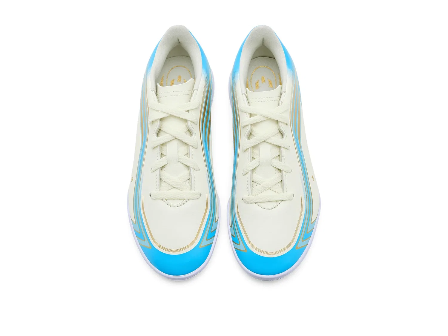 Бутсы F50 Messi Club Indoor Football (для маленьких и больших детей) Adidas Kids, Ivory/Semi Blue Burst/Icey Blue — фото 3