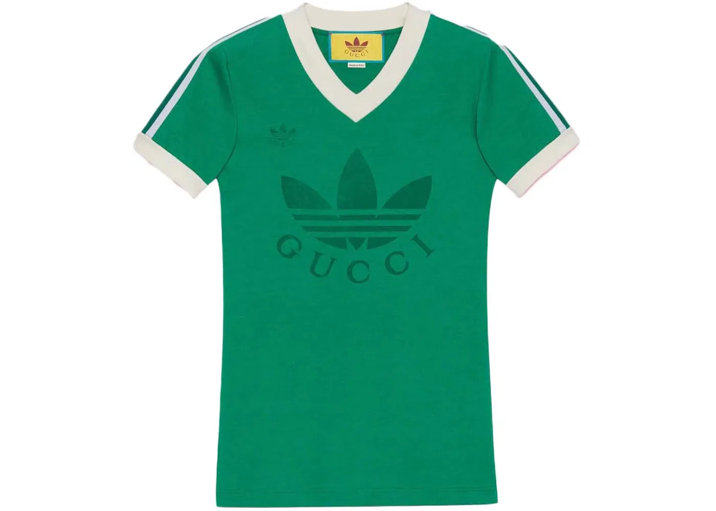 Женская футболка с V-образным вырезом Gucci x Adidas T-Shirt Gucci, Green