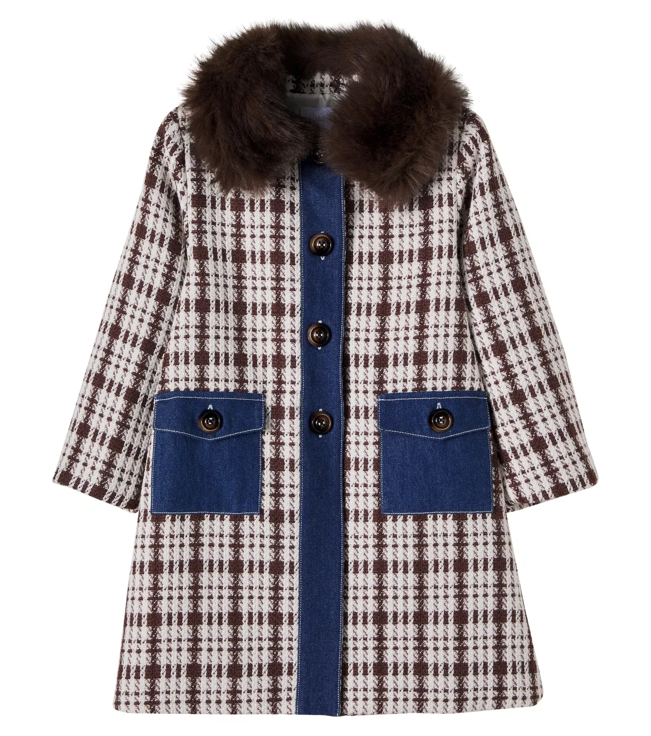 Твидовое пальто Chocolate Plaid Patachou, коричневый