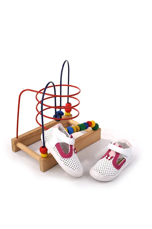 Детские ортопедические туфли для девочек с принтом Walkenzo, White-Fuchsia