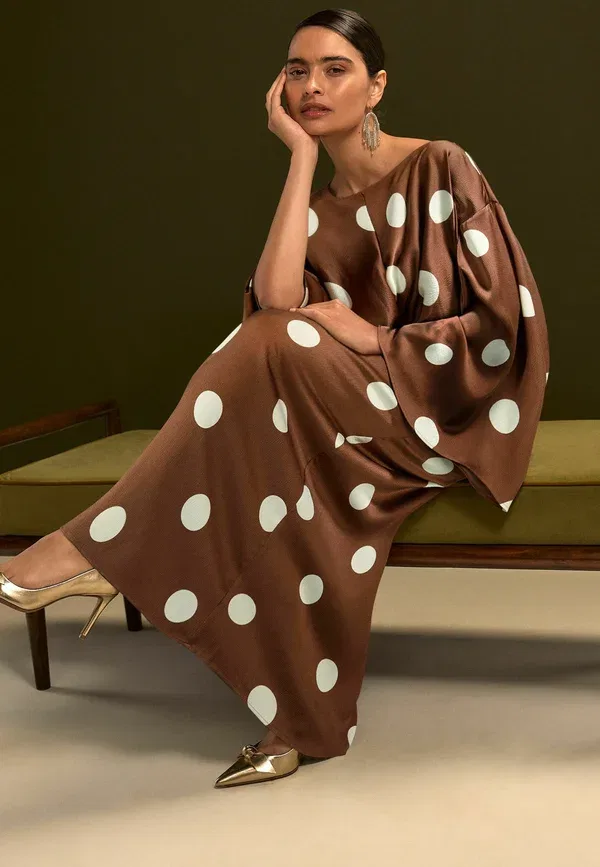 Платье с принтом Polka dot Maxi dress Next, chocolate brown spot, коричневый/шоколадный — фото 4