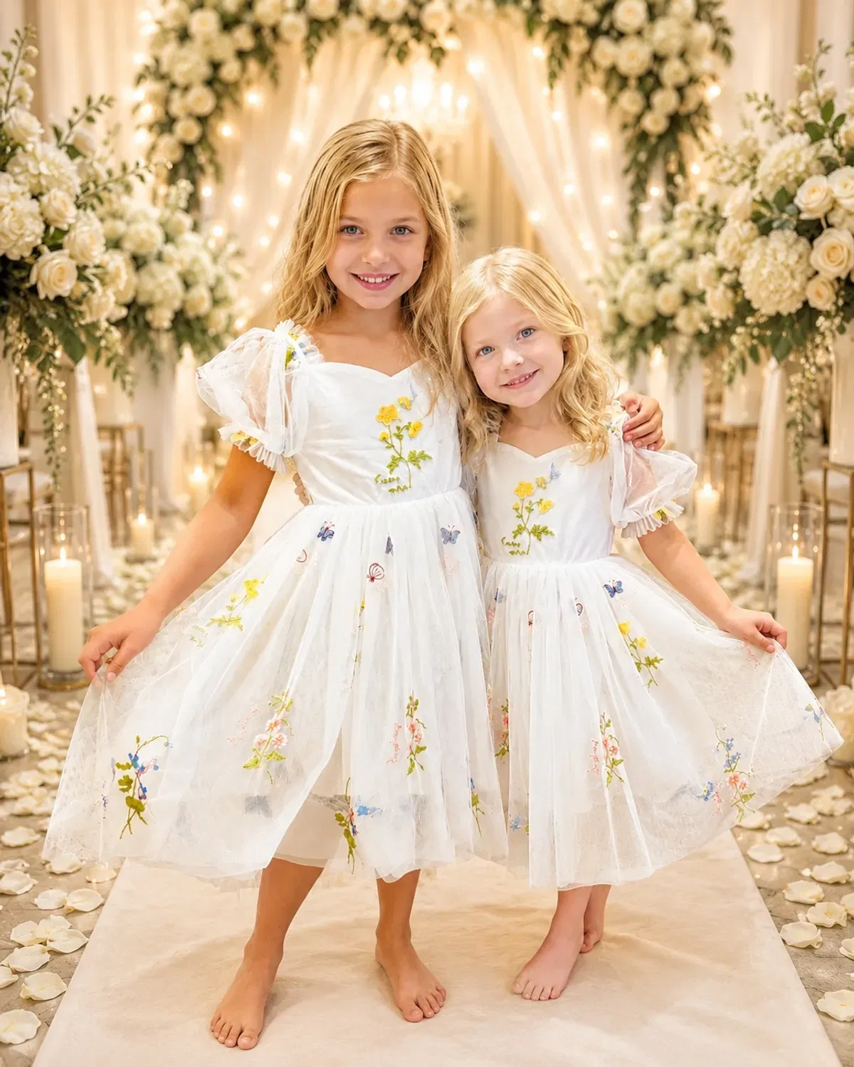 Детское платье для девочек с принтом Enchanted Forget Me Not Uk Flower Girl Boutique, White — фото 3