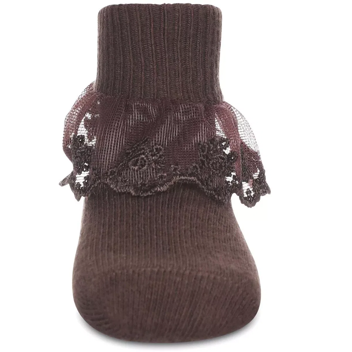 Детские носки с оборкой Модель Classic Lace Girls Ruffle Anklet LEGWEAR, Brown — фото 2