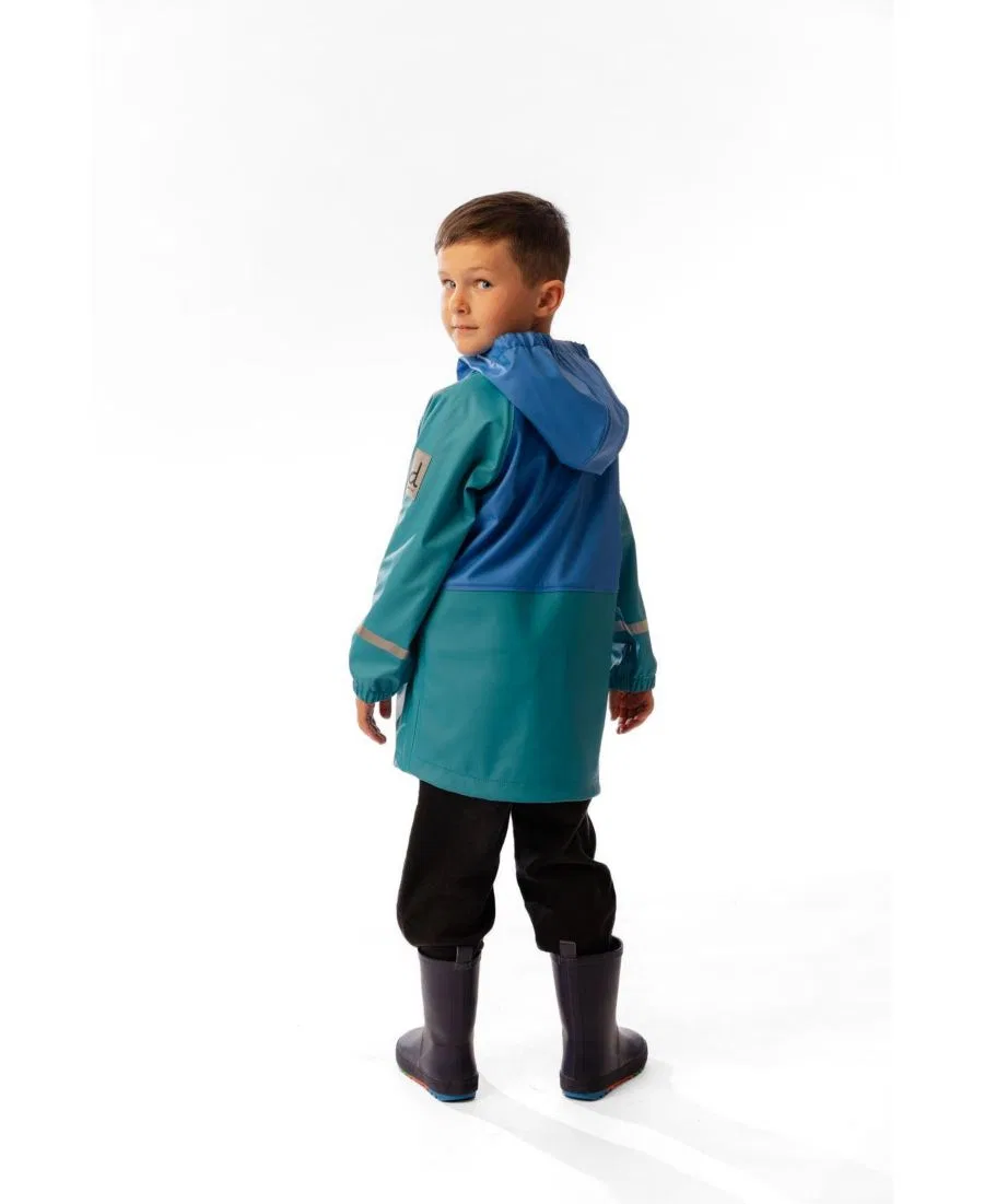 Детский дождевик с принтом, модель Rain Jacket Deux par Deux, Dark Turquoise — фото 3
