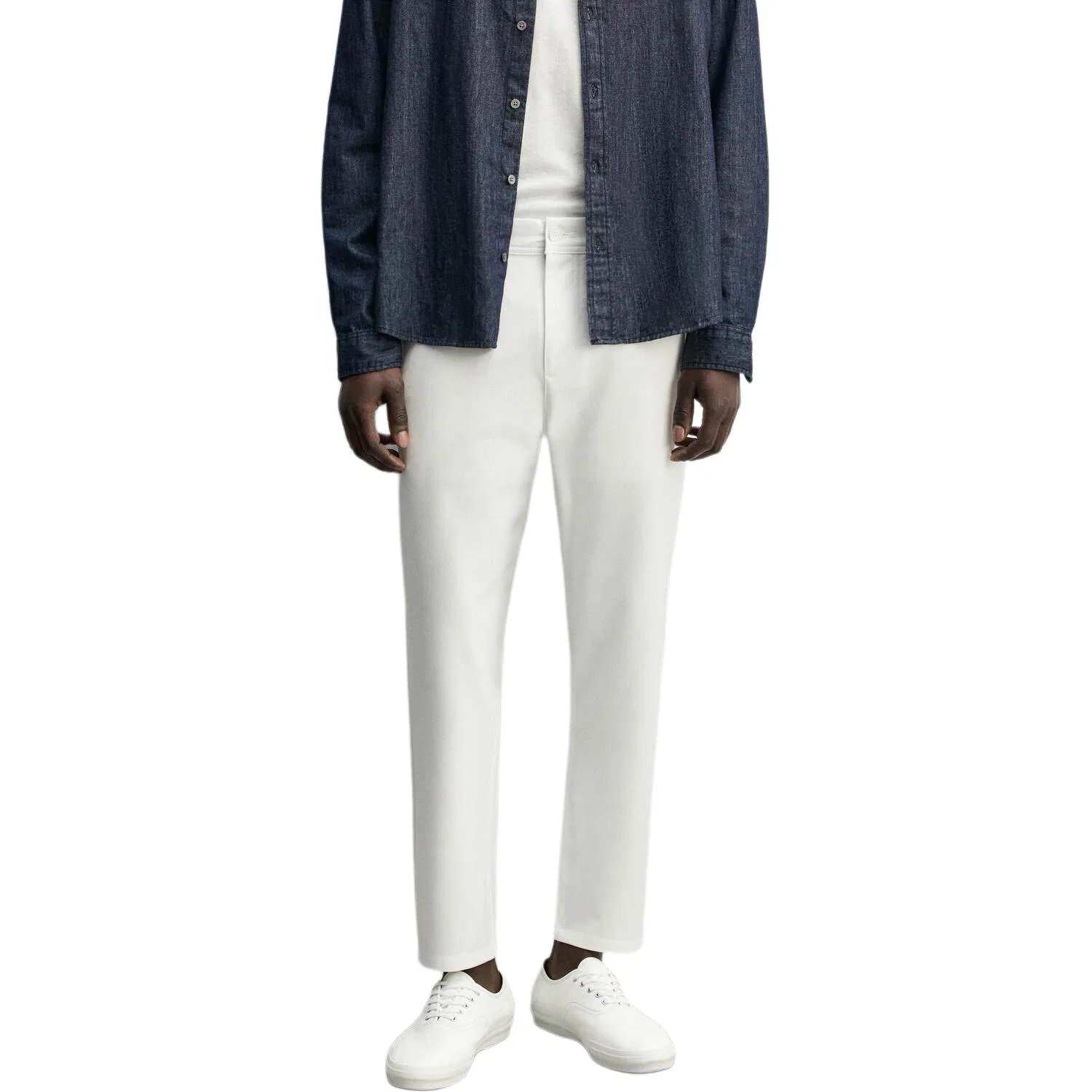 Мужские повседневные брюки с манжетами White ZARA, Белый — фото 4