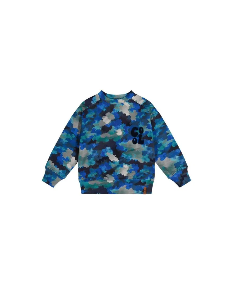 Свитшот из футера с принтом COOL Deux par Deux, Blue And Grey Camouflage