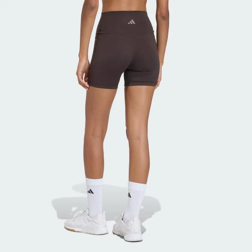 Женские шорты-леггинсы adidas 3 Stripes Studio All Me Booty Short с высокой посадкой, Aurora Coffee — фото 2