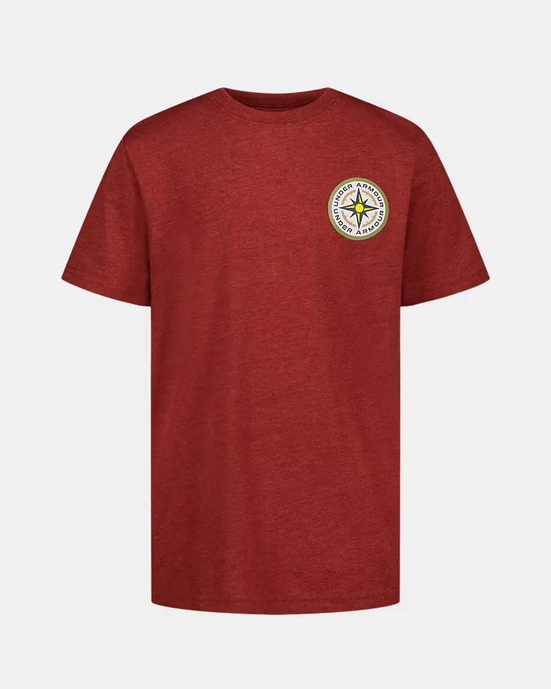 Футболка быстросохнущая влагоотводящая UA ODE Patches UnderArmour, Heritage Red/Pale Lemon