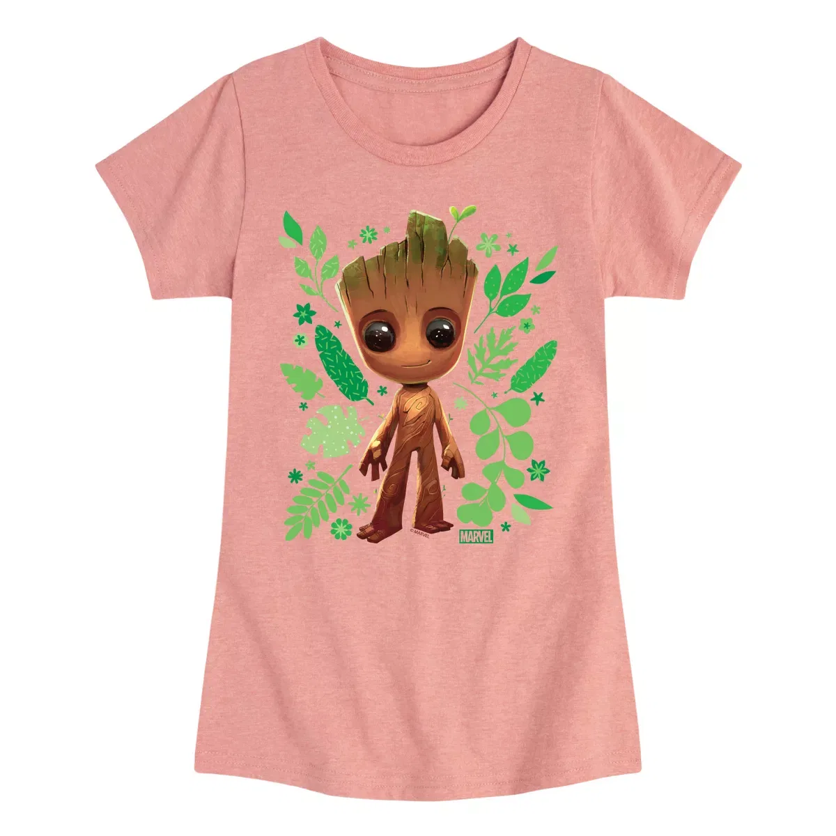 Детское платье-футболка для девочек с принтом Baby Groot Leaf Marvel, Бирюзовый
