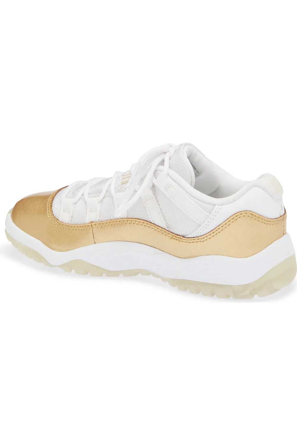 Детские кроссовки баскетбольные ретро низкие Jordan 11 Retro Low Jordan, белый/золотой — фото 2