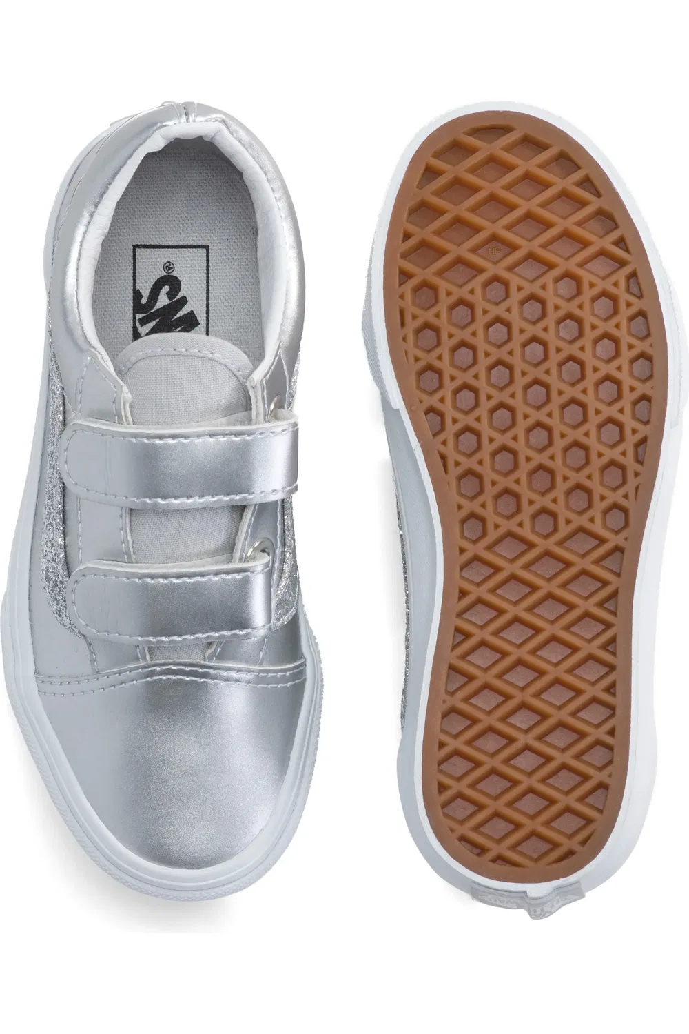 Кроссовки детские с блестками Old Skool V Vans, Dazzled Lunar Rock — фото 4