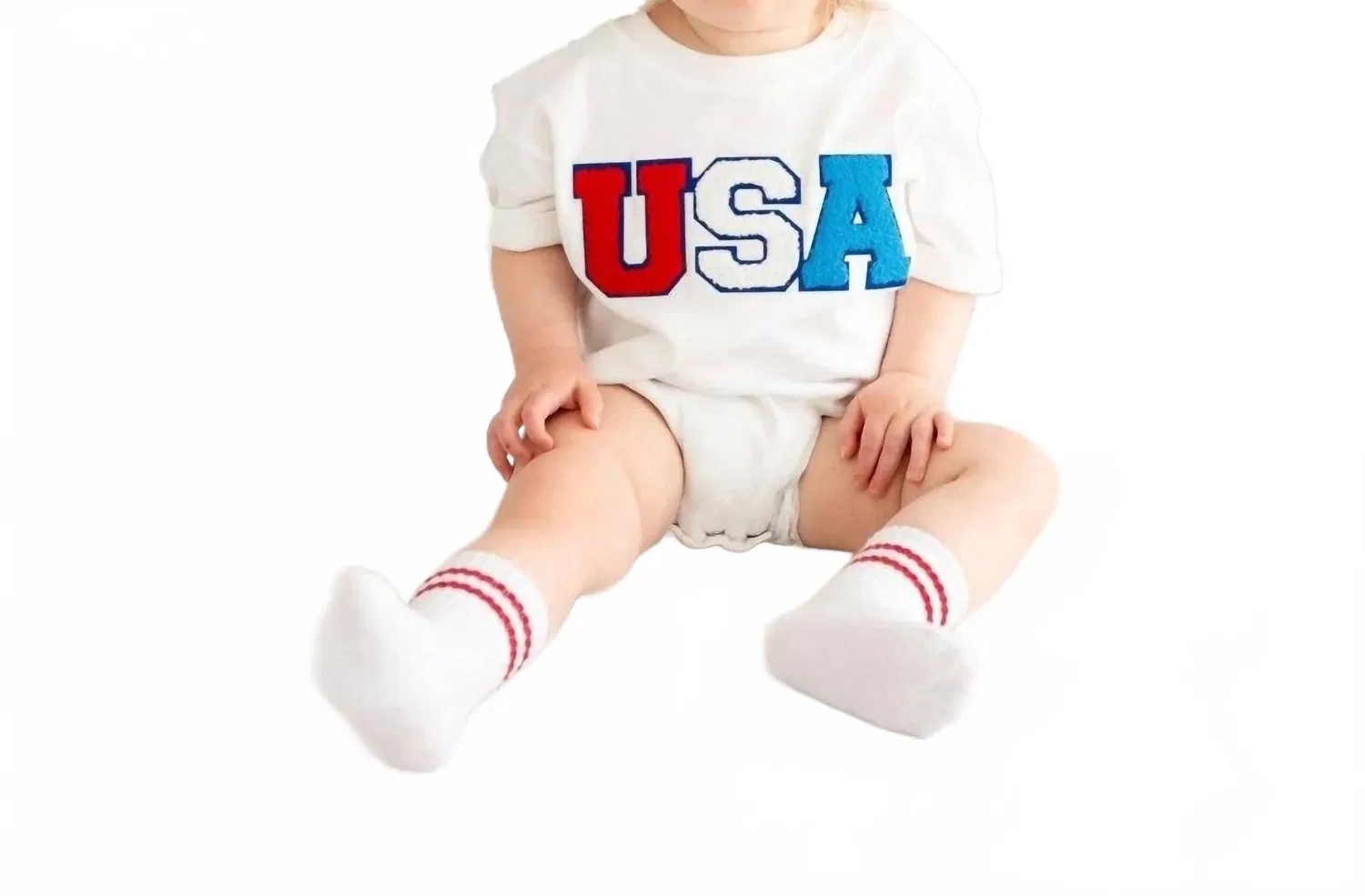 Детский боди-комбинезон для девочек с коротким рукавом и нашивкой USA Patch SWEET wink, White — фото 2