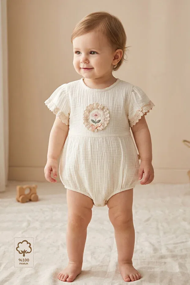 Детский комбинезон для девочек хлопковый Minory Baby, Beige — фото 2