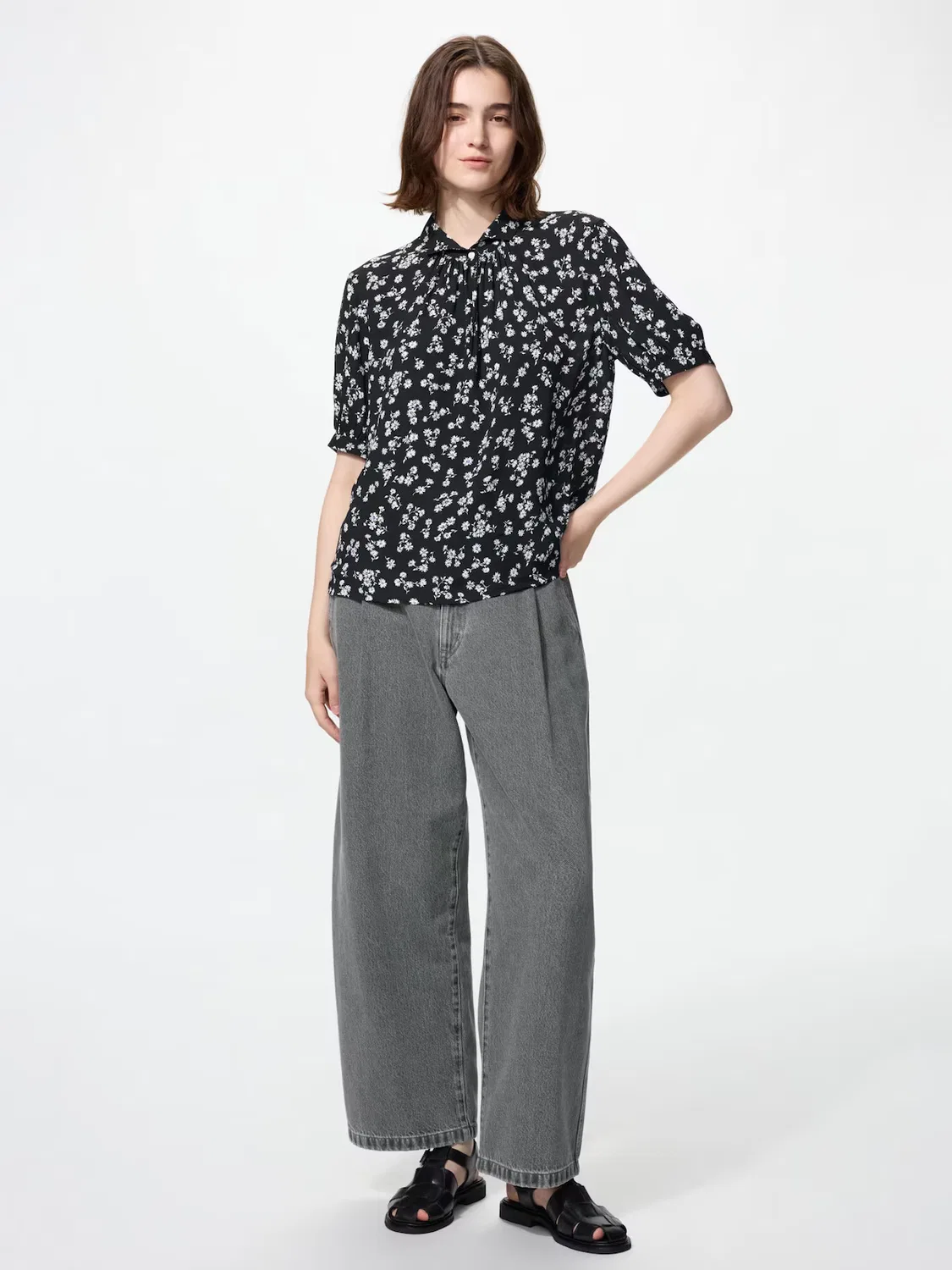 Блузка Uniqlo, женская, черный — фото 2