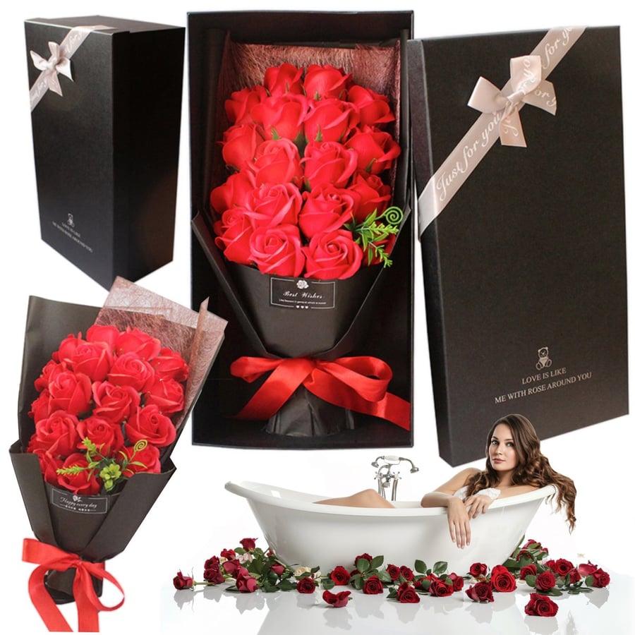 

Flower Box — букет из мыльных роз в большой элегантной коробке XXL для подарка на День учителя Okazeo