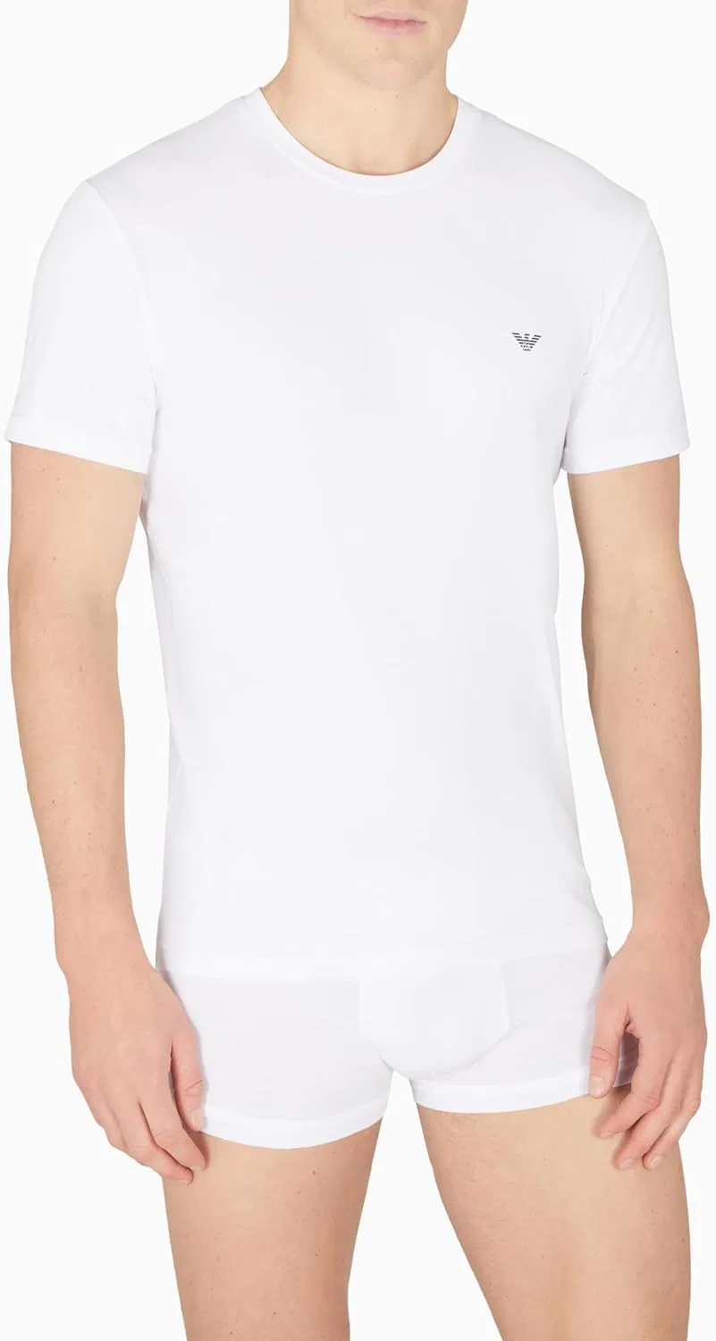 Мужская футболка с круглым вырезом Stretch Cotton Emporio Armani, White — фото 2
