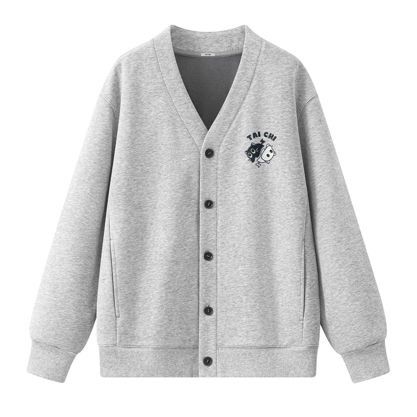 Детский свитшот с принтом Tai Chi Cat Chest Logo MINISO, Light Beige — фото 3
