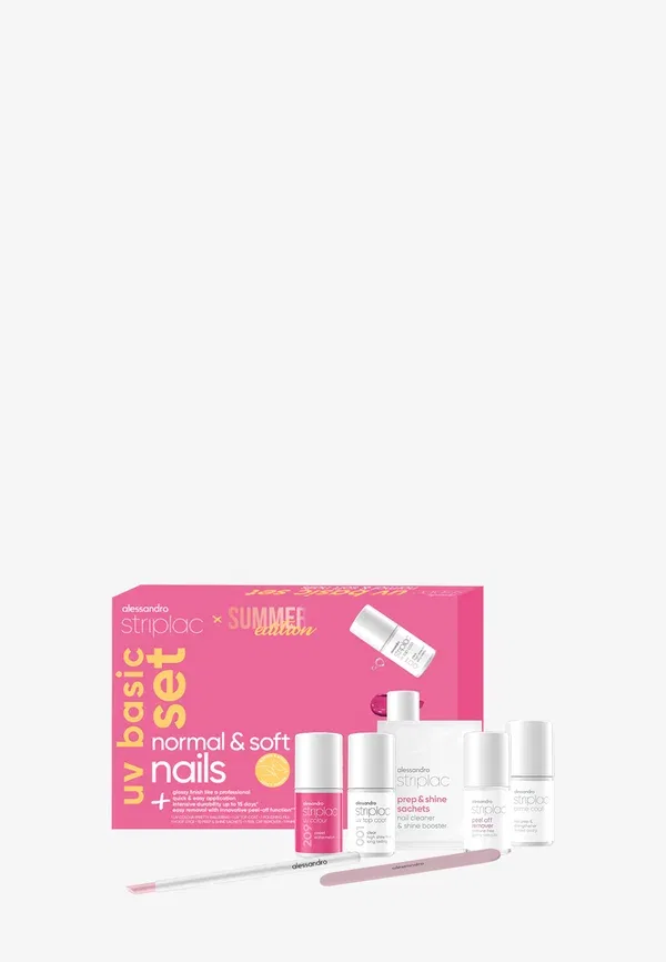 Набор для маникюра Striplac UV Basic Set для нормальных и мягких ногтей, летняя коллекция Alessandro, розовый