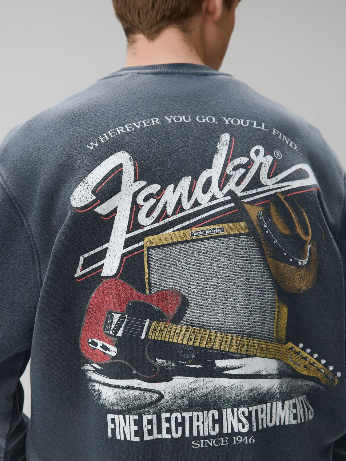 Свитшот с графическим принтом Fender Next, серый — фото 4