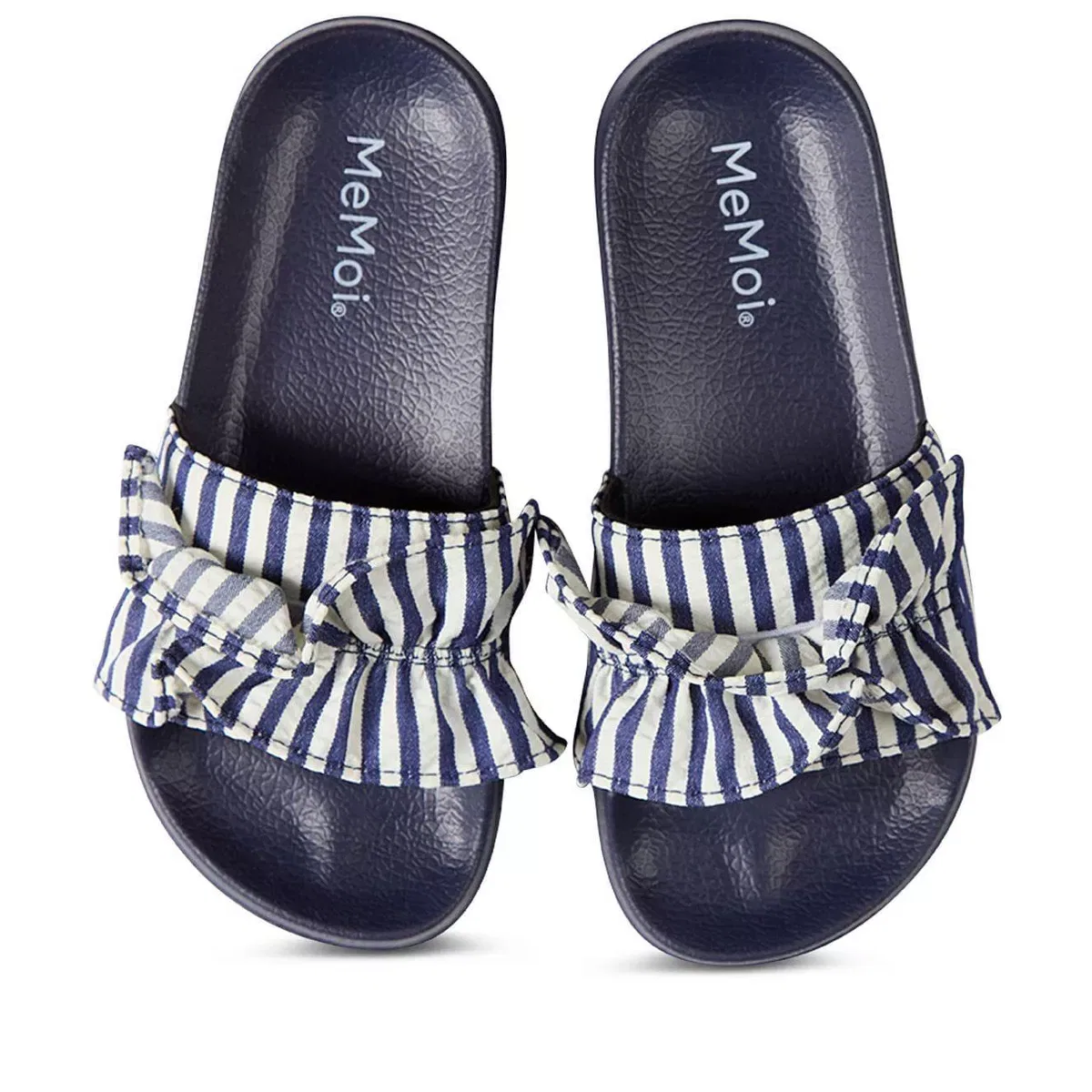 Детские сандалии-слайды с рюшами и полосками Ruffle Stripe MENS FOOTWEAR/SHOECARE, Blue — фото 2