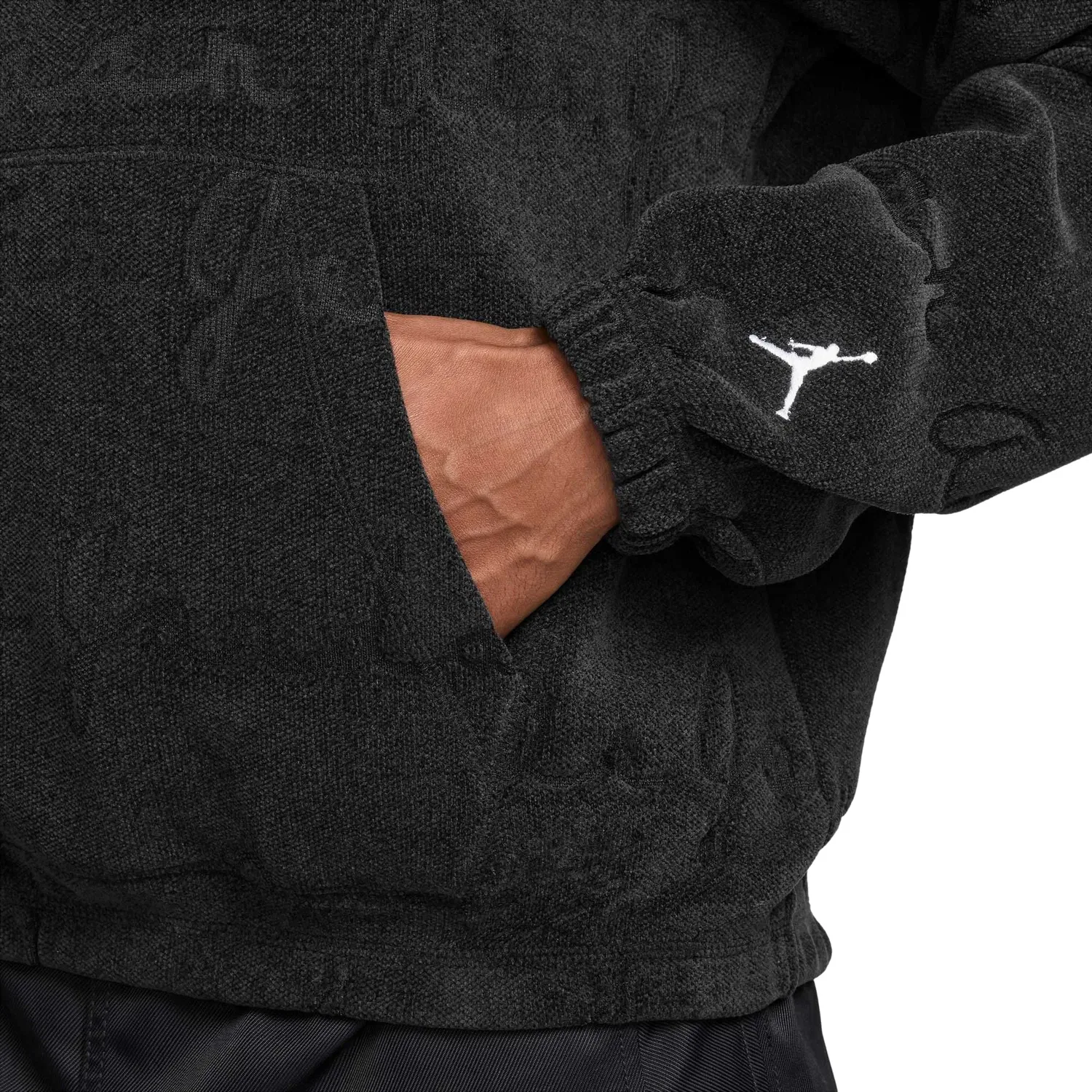 Мужское худи с жаккардовым принтом Air Jordan Flight Jacquard Pullover Hoodie, черный — фото 3