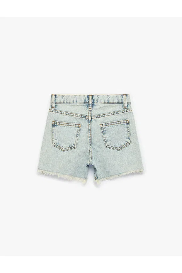 Детские шорты для девочек с цветочной вышивкой Flower Embroidered Jean Light Indigo Koton, Open Indigo — фото 4