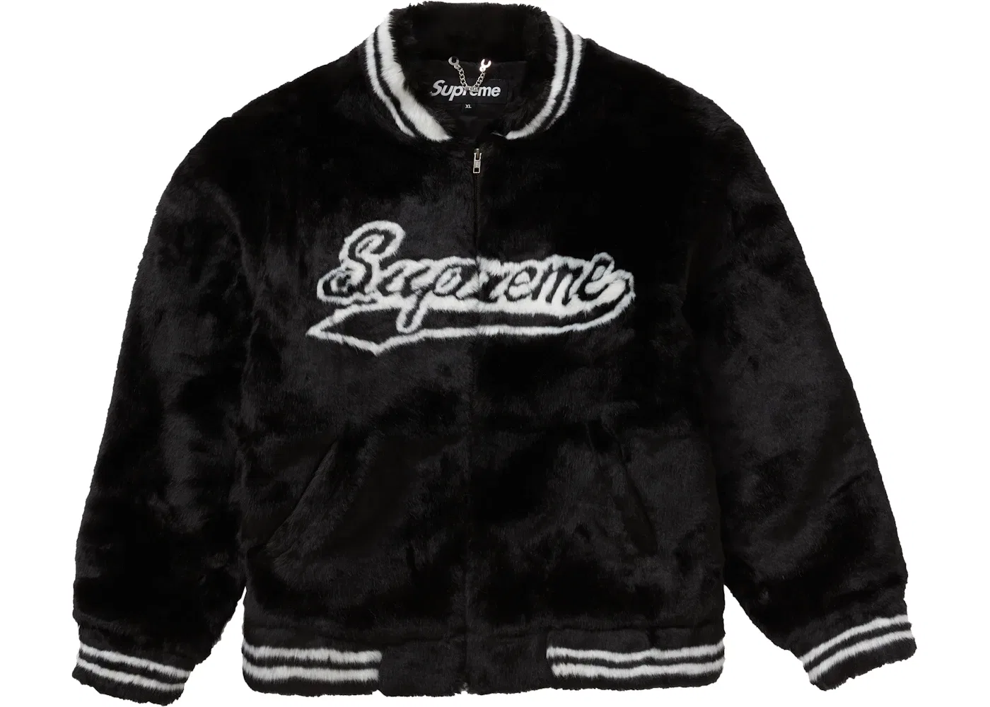 Мужская куртка-бомбер с искусственным мехом Supreme Varsity Jacket, Black