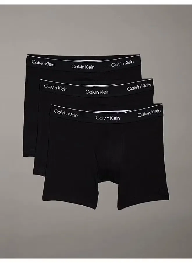 Боксеры-брифы с эластичным поясом, комплект 3 шт, Icon Cotton Stretch, Calvin Klein, черный