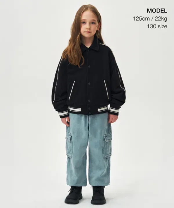 Свитшот-бомбер с воротником, Musinsa Standard Kids, черный — фото 2