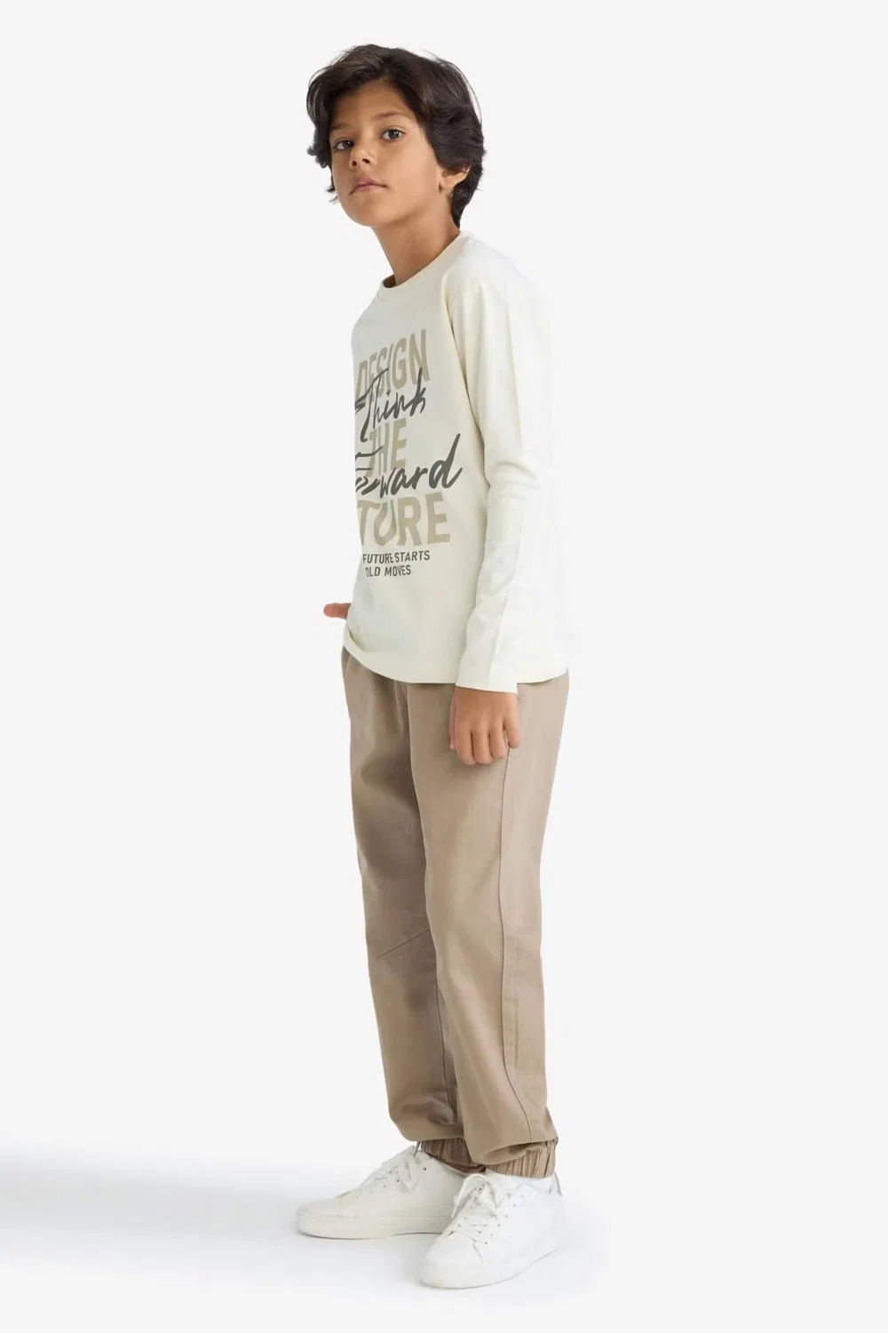 Брюки-джоггеры с посадкой jogger, модель Gabardine, Defacto, хаки — фото 4
