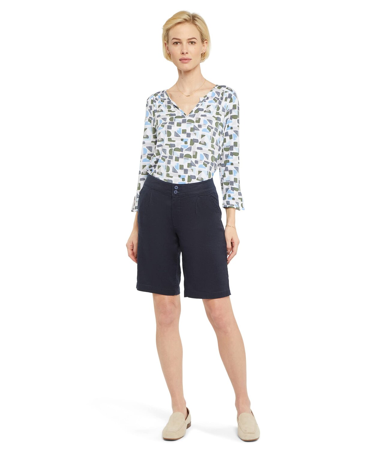

Шорты NYDJ, Modern Bermuda Shorts in Stretch Linen Twill