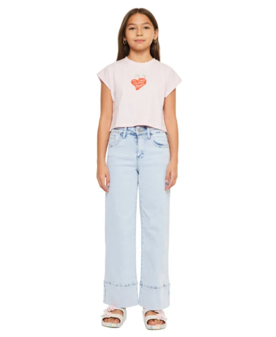 Джинсы прямого кроя с завышенной талией Kassie High Rise Crop Wide Leg KanCan, Light Wash — фото 4