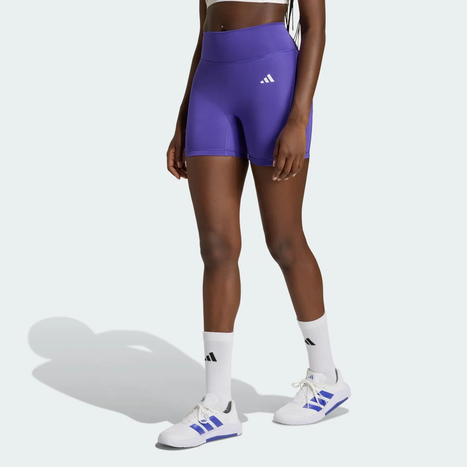 Узкие леггинсы Adidas Performance Omte Essentials фиолетового цвета — фото 2