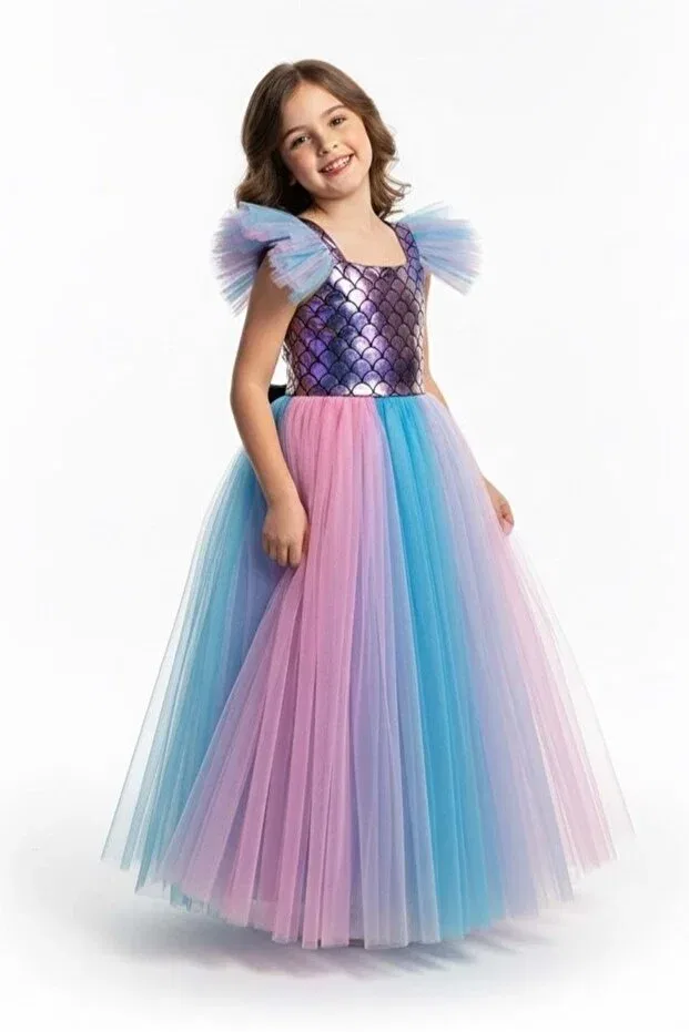 Детское платье для девочек с принтом русалки Mnk Baby&Kids, Purple