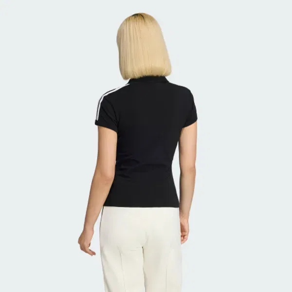 Поло с 3 полосками, slim fit, Adidas, черный/белый — фото 3