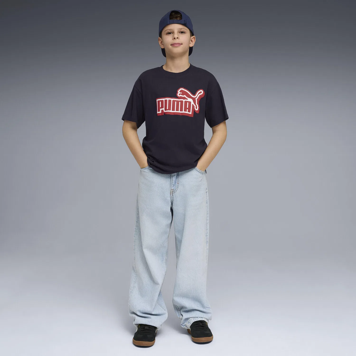 Детская футболка с принтом Essentials Logo Lab Relaxed Graphic Puma, Navyblau — фото 4
