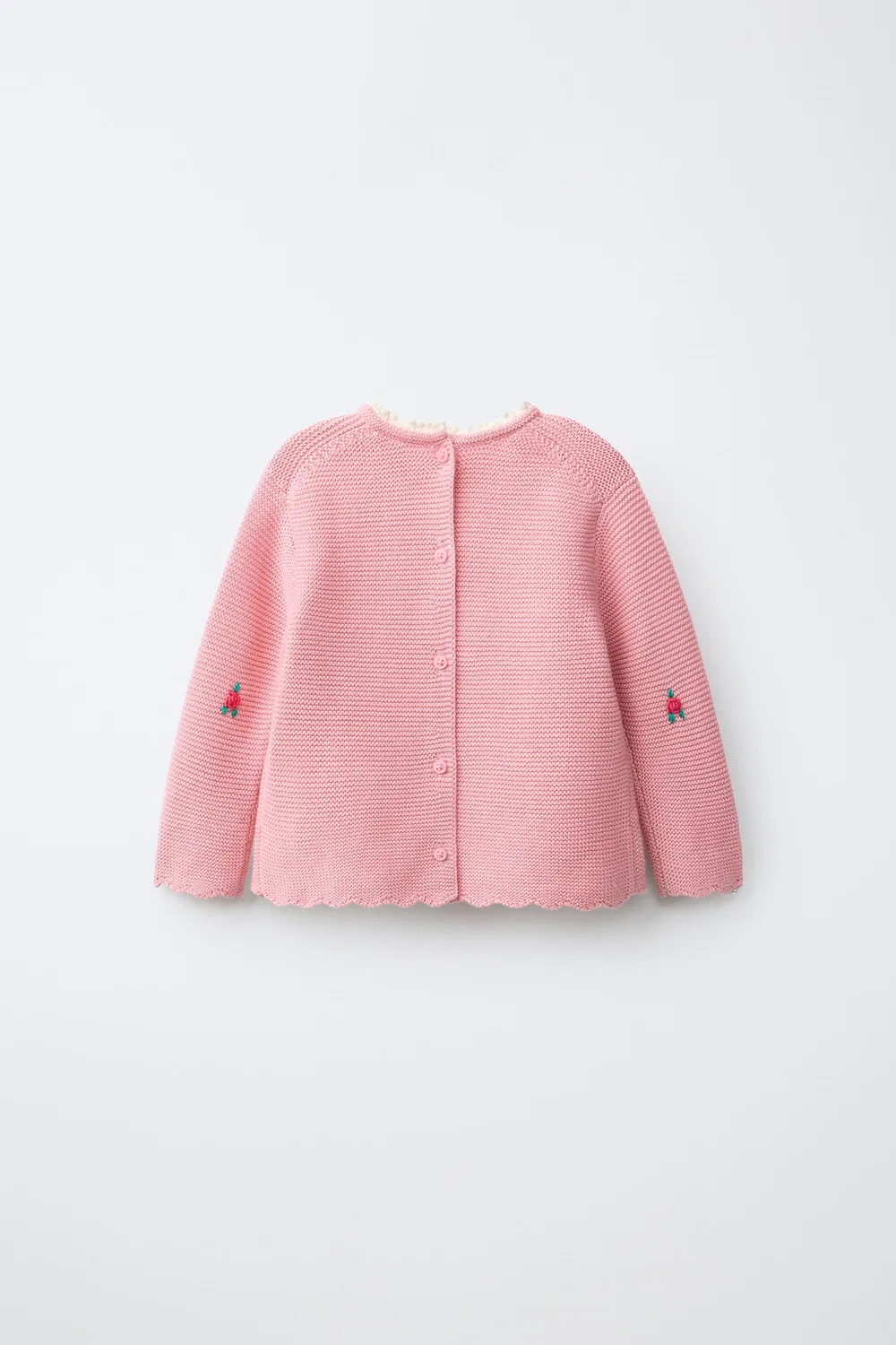 Вязаный джемпер с цветочным и кружевным узором ZARA, Light pink — фото 2