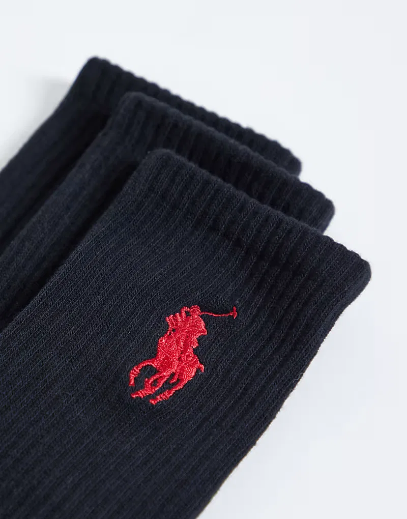 Носки высокие с крупным логотипом Icon 3 шт Polo Ralph Lauren, черный — фото 2