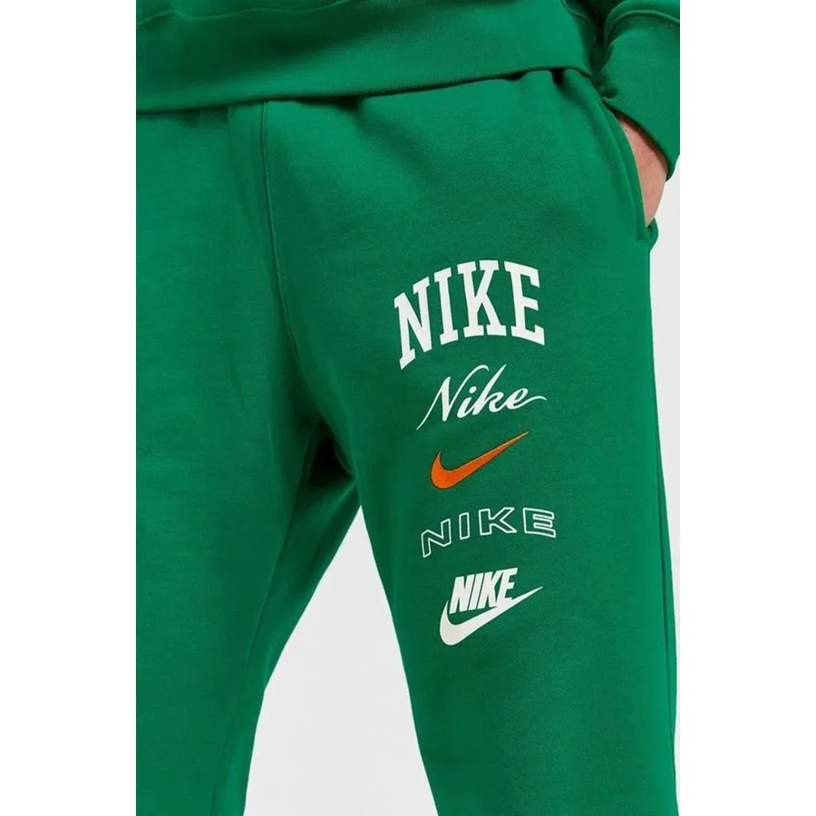 Спортивные брюки с манжетами, из футера, с принтом, Nike Club Fleece Stack Graphics Cuffed Jogger, Nike, Черный — фото 3